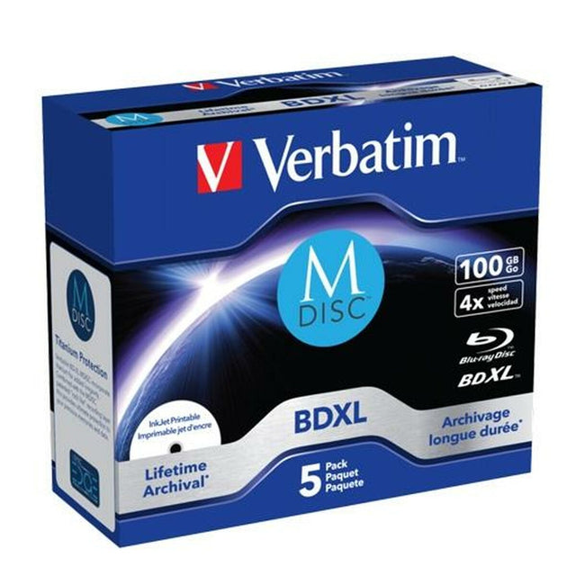 Blu-Ray BD-R Printable Verbatim M-DISC 5 Unités 4x 100 GB