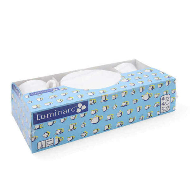 Lot de tasses avec soucoupes Luminarc Trianon (4 pcs) Blanc verre 280 ml 4 Pièces