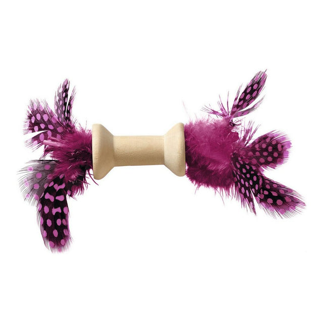 Jouet pour chats Hunter Mala Dumbbell Plumes Rose Rouleau (5 cm)