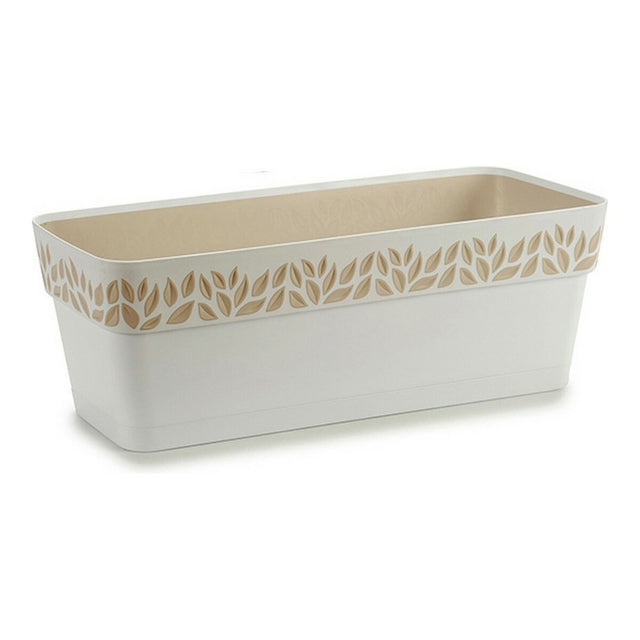 Jardinière Stefanplast STF824 19 x 17 x 49,5 cm Beige Blanc Plastique