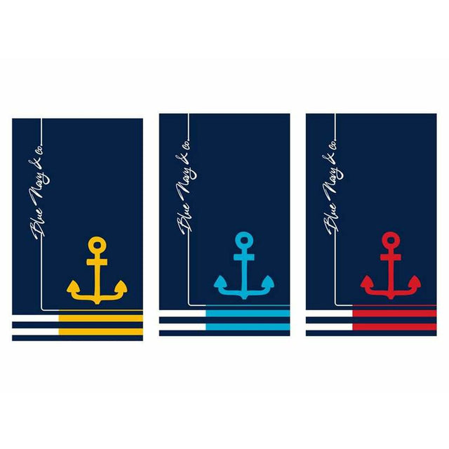 Serviette de plage Secaneta Navy Ancre Jacquard (100 x 170 cm)