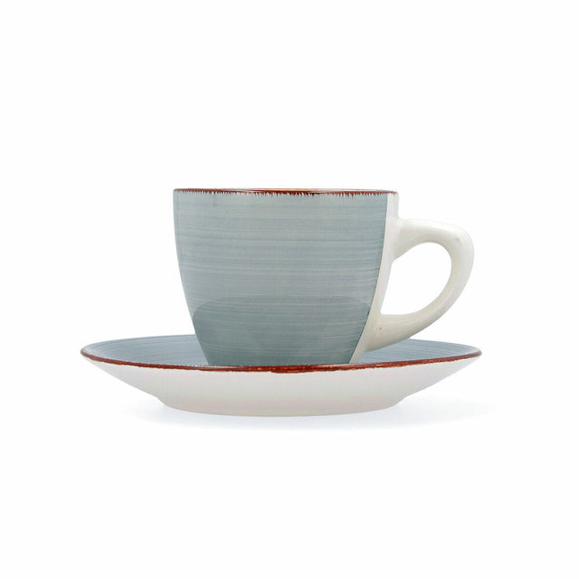 Lot de tasses avec soucoupes Quid Vita Morning Céramique Bleu (22 cl) (4 pcs)