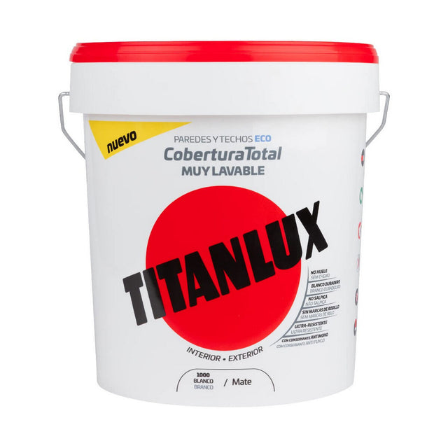 Peinture plastique Titan 06t100005 Plafond Paroi Lavable Blanc Mat 4 L