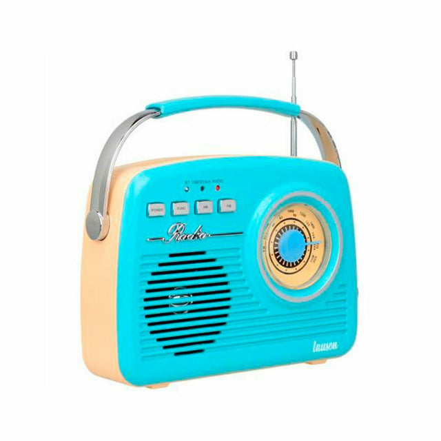 Radio Bluetooth portable Lauson RA142 Bleu Crème AM/FM Vintage