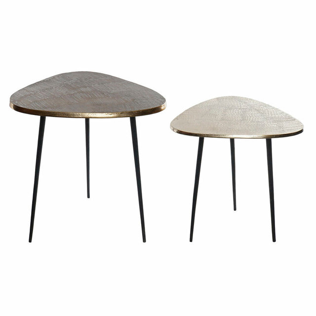 Table d'appoint DKD Home Decor Noir Aluminium Doré Cuivré Clair (2 pcs)
