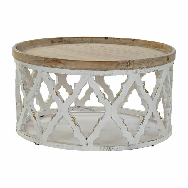 Table d'appoint DKD Home Decor 81 x 81 x 43,5 cm Sapin Aluminium Blanc Marron Clair Bois MDF