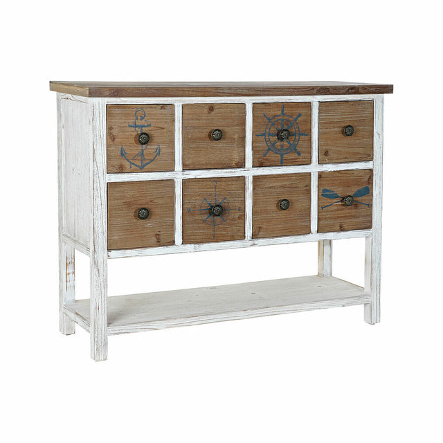Table d'appoint DKD Home Decor 104 x 35 x 80,5 cm Sapin Naturel Noir Blanc