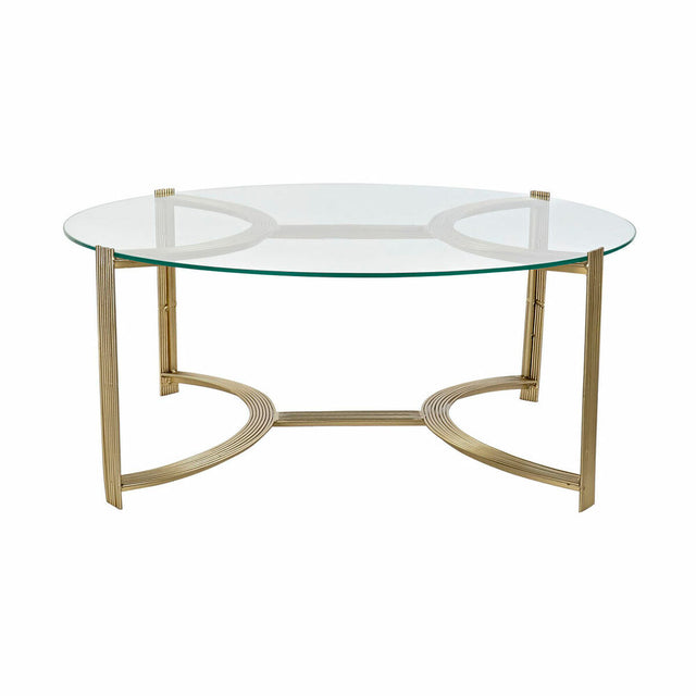 Table d'appoint DKD Home Decor 81 x 81 x 34 cm Verre Doré Acier Aluminium