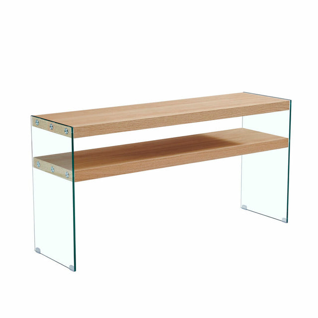 Console DKD Home Decor Verre Transparent Marron Clair 160 x 45 x 80 cm Bois MDF
