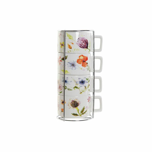 Ensemble de tasses à café DKD Home Decor Métal Multicouleur 260 ml Dolomite (4 Pièces)