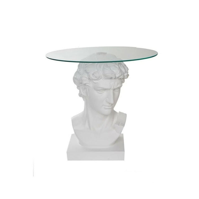 Table d'appoint DKD Home Decor Verre Blanc Résine (51 x 51 x 51 cm)