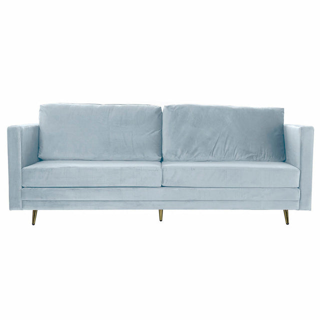Canapé DKD Home Decor 210 x 78 x 85 cm Sixties Doré Métal Velours Bleu ciel