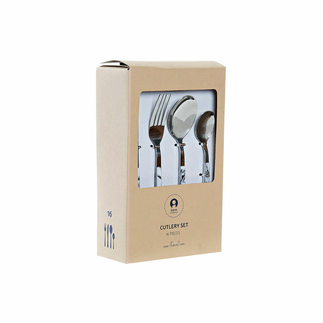 Couverts DKD Home Decor Argenté Acier inoxydable Blanc 16 Pièces (16 pcs)
