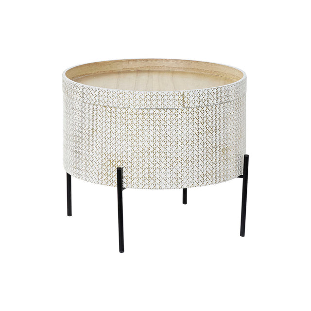 Table d'appoint DKD Home Decor Doré Métal Marron MDF Blanc (45 x 45 x 39 cm)