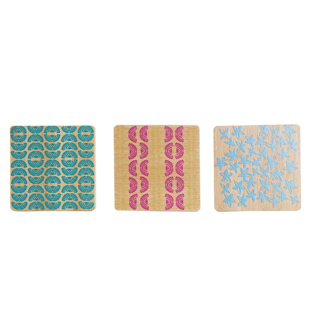 Dessous de verres DKD Home Decor Africa 10 x 10 x 1 cm (6 pcs)