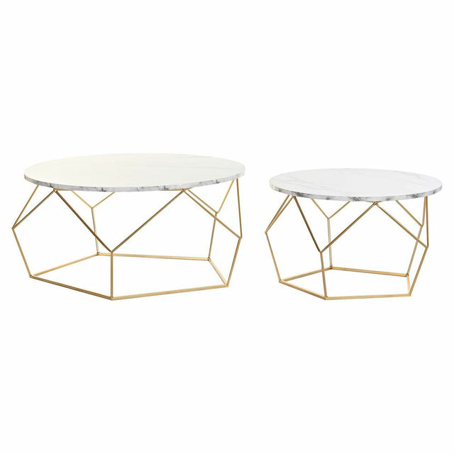 Set de 2 Tables Gigognes DKD Home Decor 80 x 80 x 42 cm Doré Métal Bois MDF