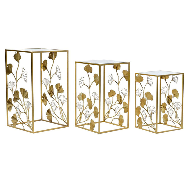 Jeu de 3 tables DKD Home Decor Miroir Doré Métal 40 x 40 x 70 cm