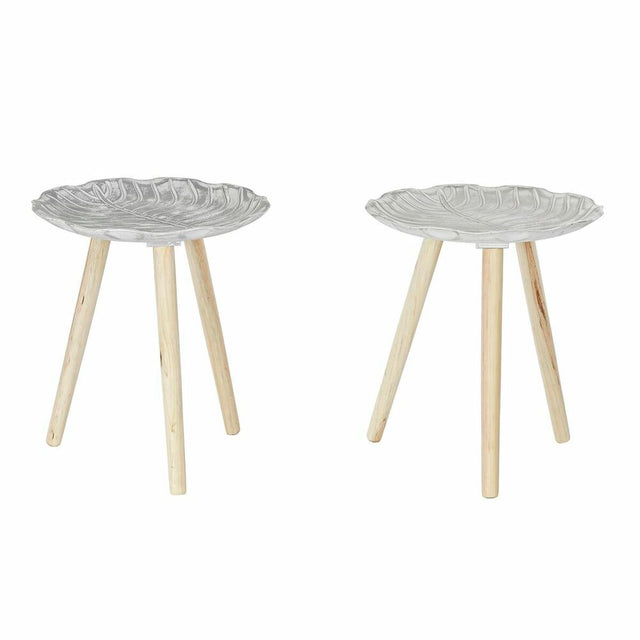 Table d'appoint DKD Home Decor Sapin Beige Blanc 40 x 40 x 45 cm Bois MDF (2 Unités)