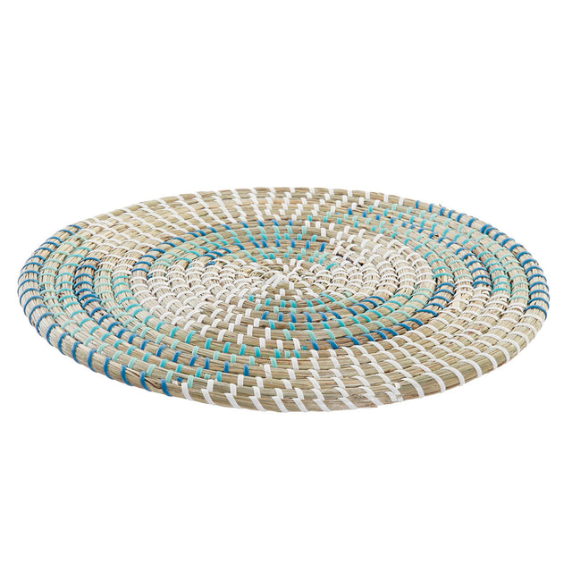 Dessous de plat DKD Home Decor Naturel Turquoise Blanc Herbier marin 33 x 1 x 33 cm