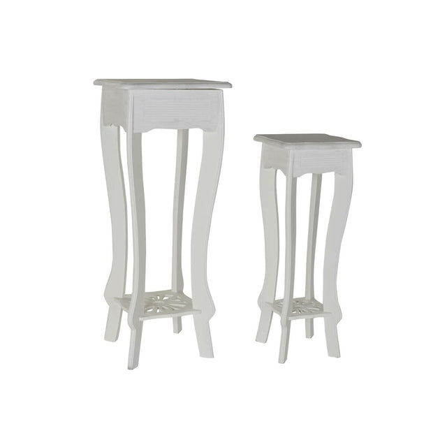 Jeu de 2 tables DKD Home Decor Blanc 30 x 30 x 76 cm Bois MDF