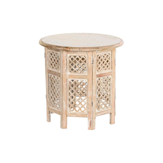 Table d'appoint DKD Home Decor 53 x 53 x 53 cm Marron Blanc Bois de manguier