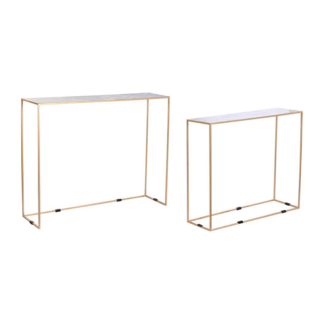 Jeu de 2 tables DKD Home Decor 100 x 28 x 80 cm Noir Doré Blanc Fer