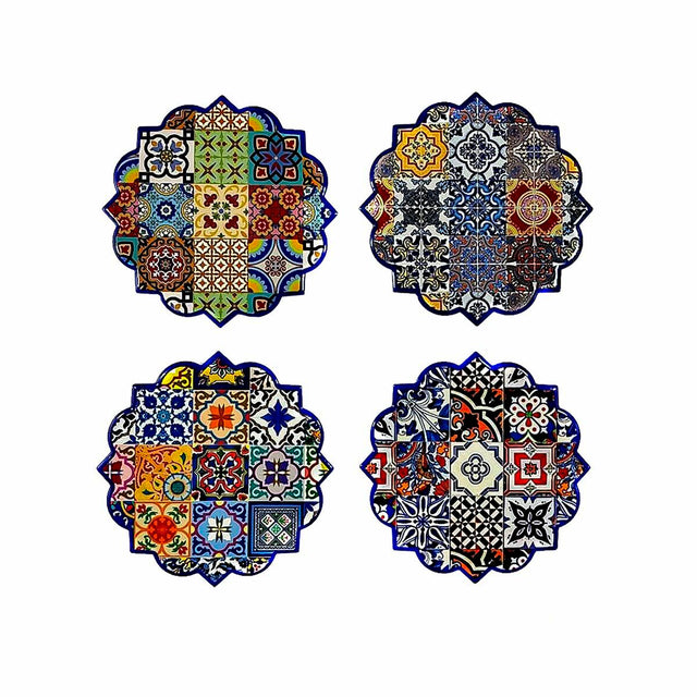 Dessous de verres DKD Home Decor 10,8 x 10,8 x 0,7 cm (4 Pièces)