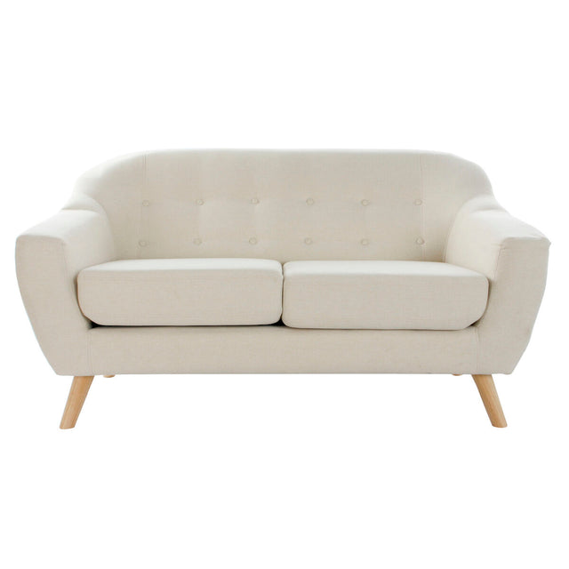 Canapé deux places DKD Home Decor Scandi Naturel Bois d'hévéa Crème 146 x 84 x 82 cm