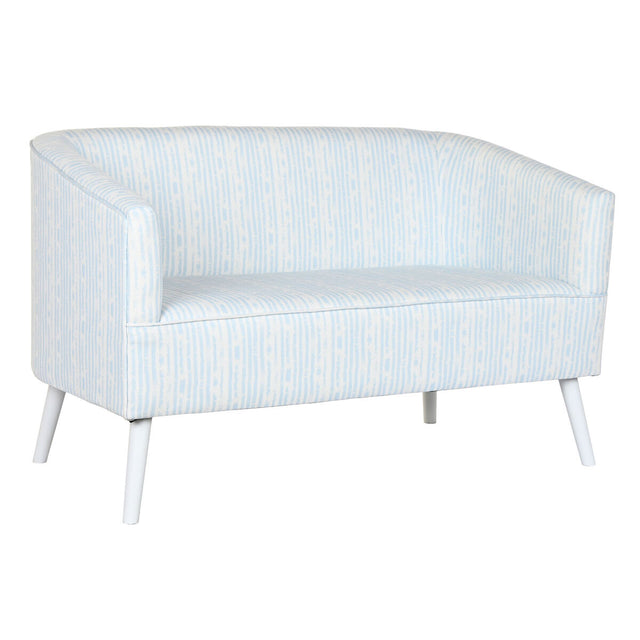 Canapé DKD Home Decor 130 x 68 x 78 cm Rayures Bleu Métal Blanc Bleu ciel méditerranéen