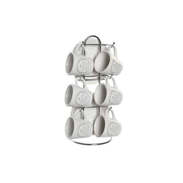 Lot de tasses avec soucoupes DKD Home Decor Métal Blanc Grès 180 ml