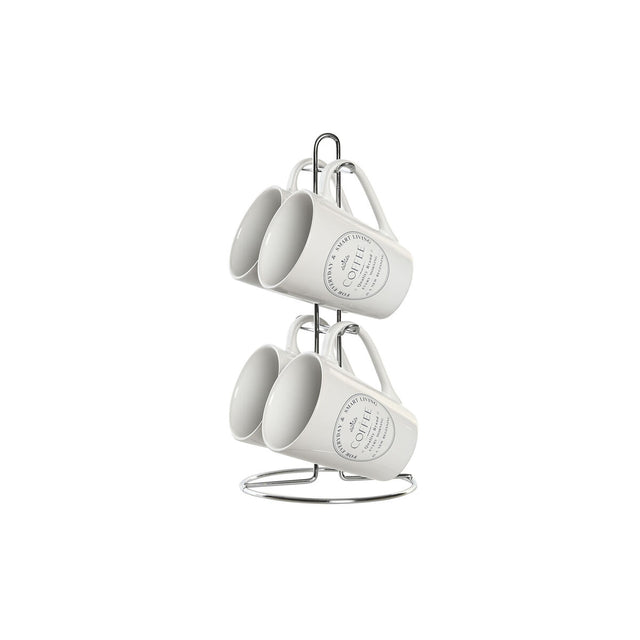 Lot de tasses avec soucoupes DKD Home Decor Métal Blanc 300 ml Grès Carrelage
