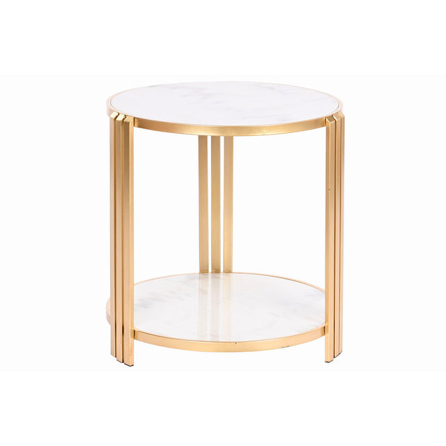 Table d'appoint DKD Home Decor 49 x 49 x 50 cm Doré Métal Blanc Marbre
