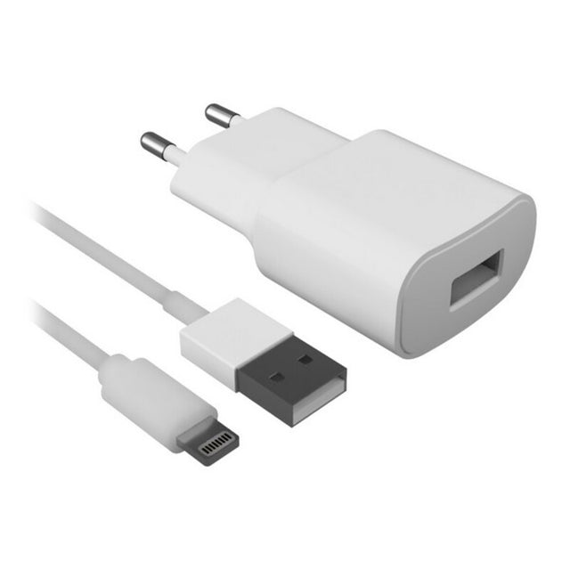 Chargeur Mural + Câble Lightning MFI Contact 2.1A Blanc