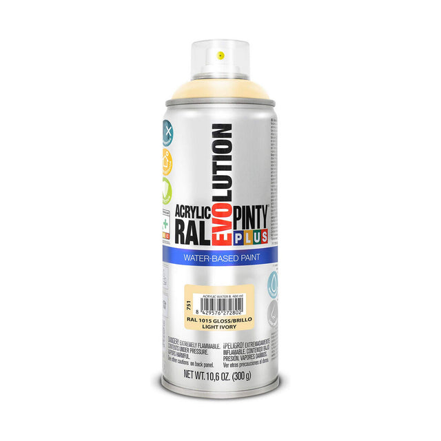 Peinture en spray Pintyplus Evolution RAL 1015 A base d'eau Light Ivory 300 ml