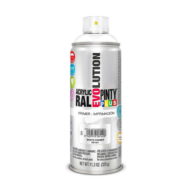 Peinture en spray Pintyplus Evolution IW101 320 ml Apprêt A base d'eau Blanc