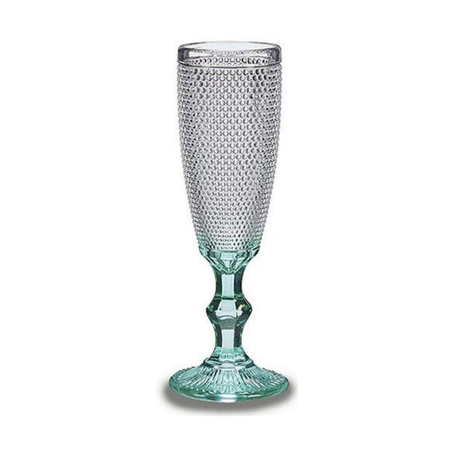 Coupe de champagne Turquoise Points Transparent verre (185 ml)