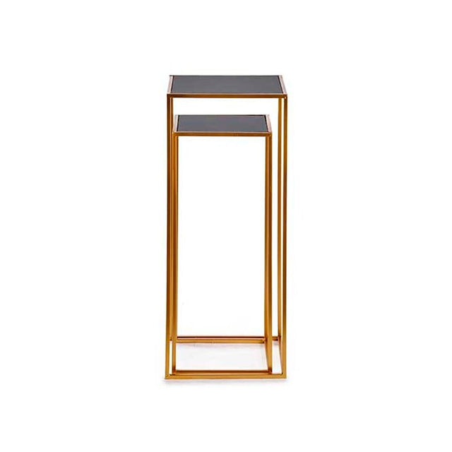 Table d'appoint Noir Doré Verre Métal (2 Pièces)