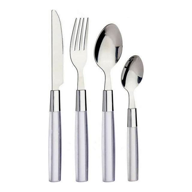 Ensemble de Couverts Argenté Acier inoxydable Blanc 16 Pièces