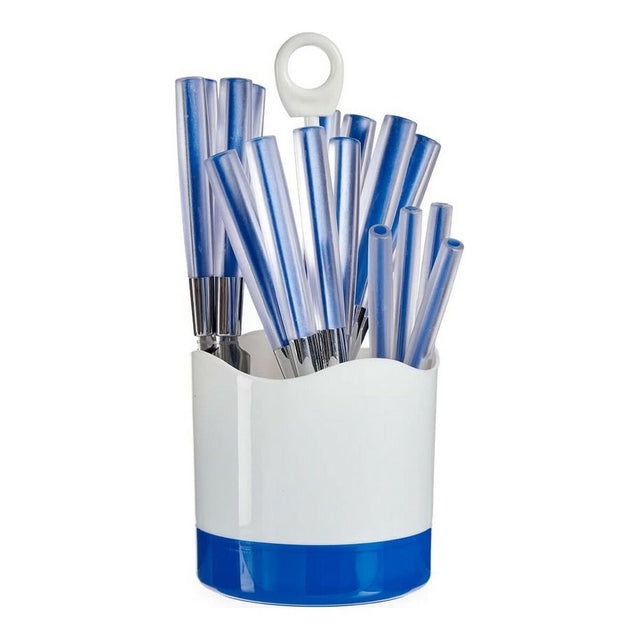 Ensemble de Couverts 16 Pièces Argenté Bleu Acier inoxydable