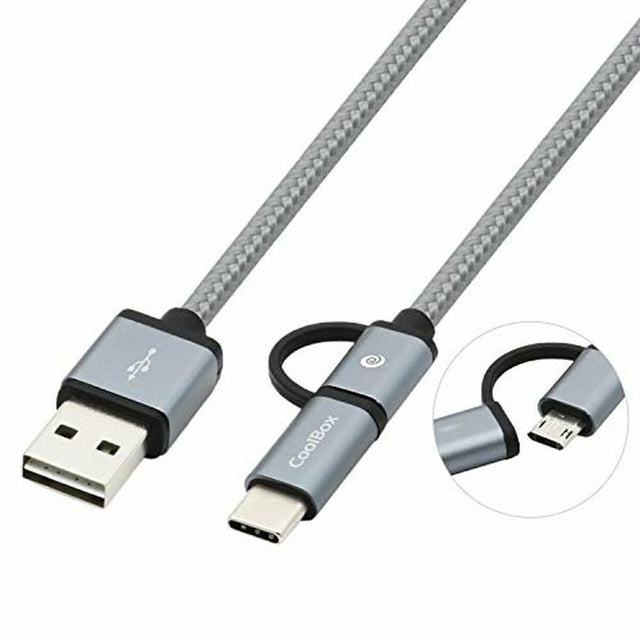 Câble USB vers Micro USB et USB C CoolBox COO-CAB-U2MC-GR