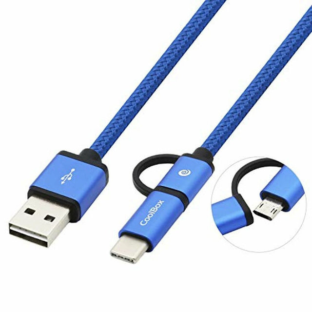 Câble USB vers Micro USB et USB C CoolBox COO-CAB-U2MC-BL