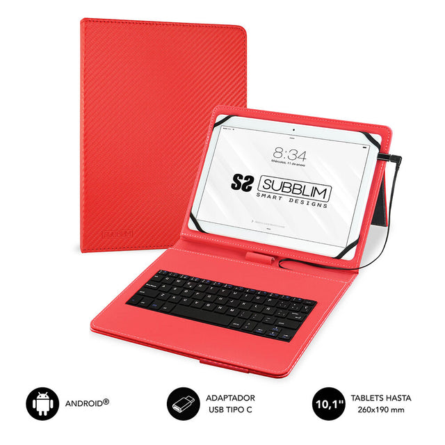 Housse pour Tablette et Clavier Subblim KEYTAB PRO 10.1" Rouge