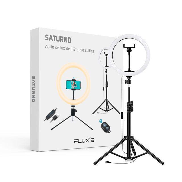 Selfie Ring Light Anneau de Lumière avec Triepied et Télécommande Flux's 12"