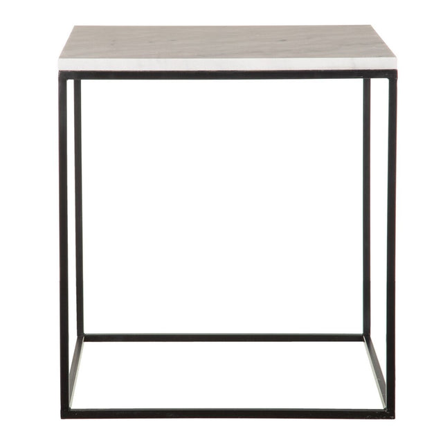 Table d'appoint Noir Métal Blanc Marbre 50 x 50 x 55 cm