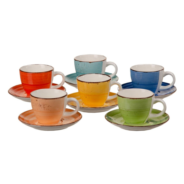 Lot de tasses avec soucoupes Grès 6 Pièces