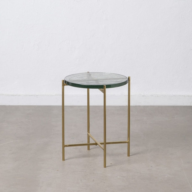 Table d'appoint 35 x 35 x 46 cm Verre Doré Métal