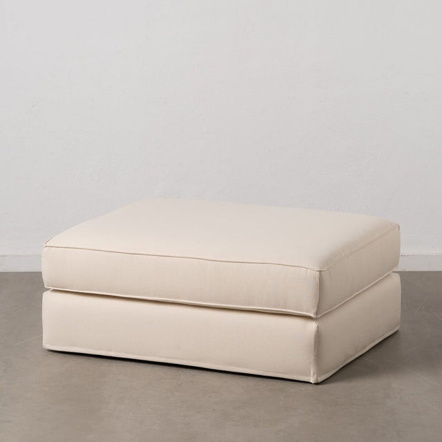 Pouf 100 x 80 x 44 cm Tissu Synthétique Crème
