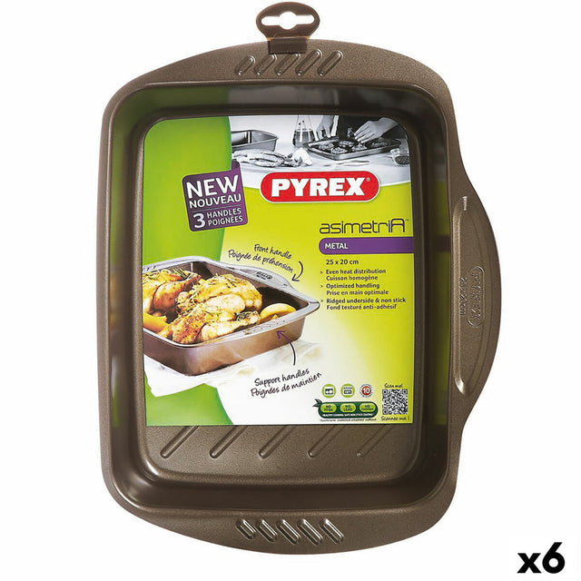 Plat de Four Pyrex Asimetria Rectangulaire Métal 25 x 20 cm 6 Unités