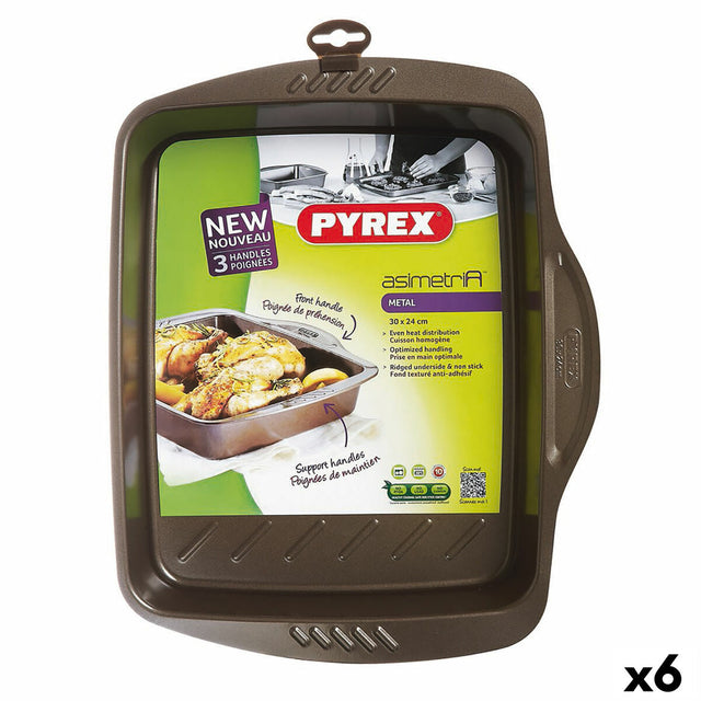 Plat de Four Pyrex Asimetria Rectangulaire Métal 30 x 24 cm 6 Unités