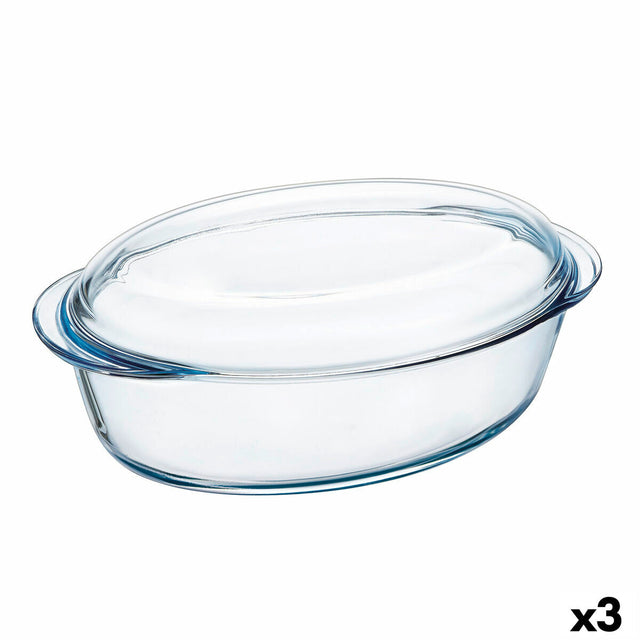 Plat de Four Pyrex Classic Avec couvercle 33 x 20 x 10 cm Transparent verre (3 Unités)